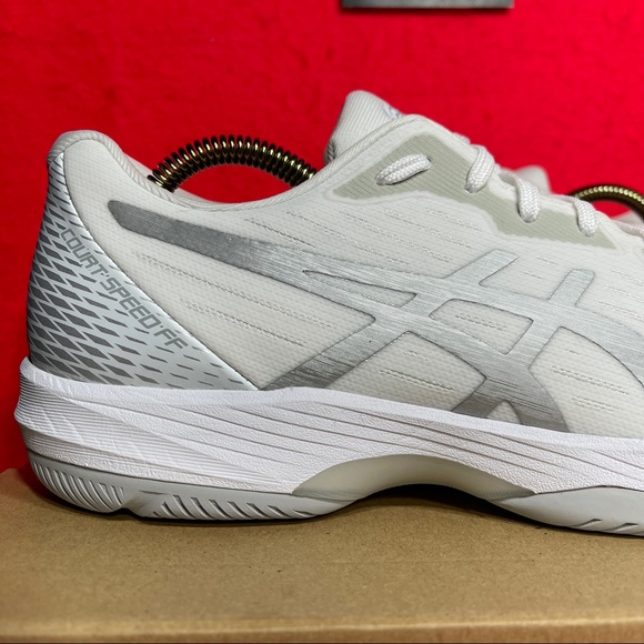 Asics Court Speed FF SAMPLE PAIR Men's Size 9 Running Shoes White Silver - Picture 2 of 12